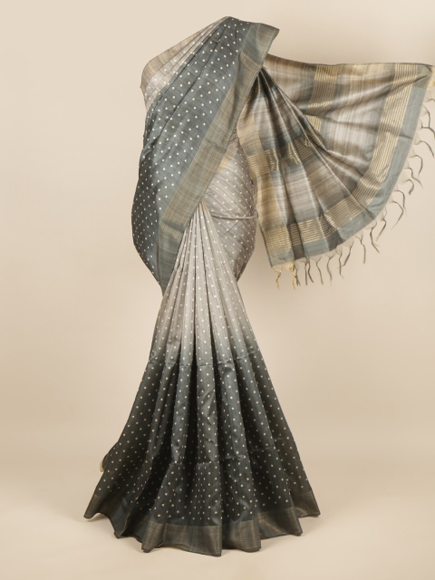 

Pothys Grey & Brown Zari Jute Silk Saree