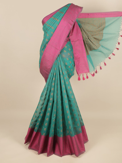 

Pothys Green & Pink Floral Saree