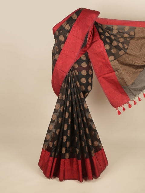

Pothys Black & Red Ethnic Motifs Saree