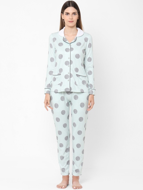 

Sweet Dreams Women Green & Grey Printed Night suit