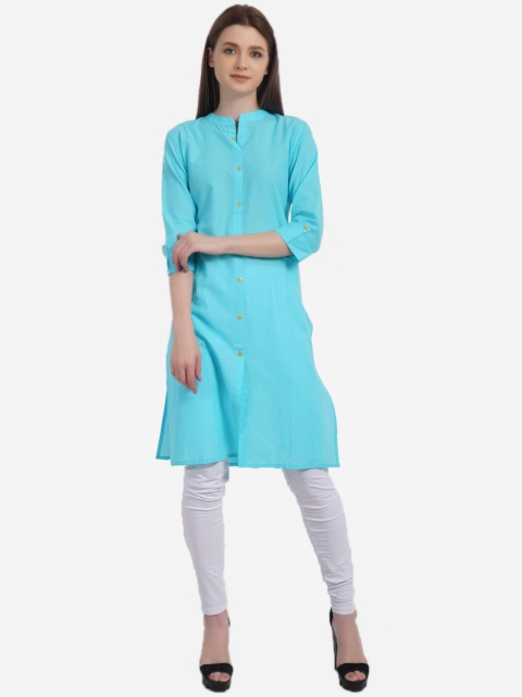 

Dipsha Women Turquoise Blue Thread Work Pathani Kurta