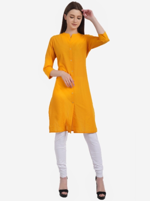 

Dipsha Women Mustard Yellow Solid A-line Kurta