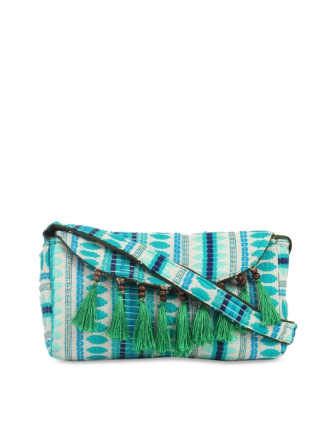 

gaura pakhi Green Geometric Textured Structured Sling Bag
