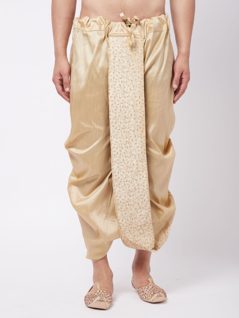 

VASTRAMAY Men Gold-Coloured Embroidered Relax-Fit Dhoti