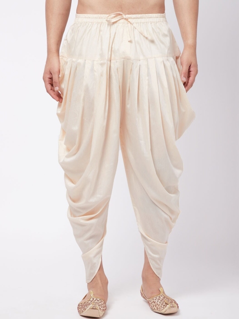 

VASTRAMAY Men Cream-Coloured Solid Relax-Fit Cowl Dhoti