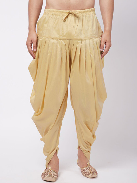

VASTRAMAY Men Gold-Coloured Solid Relax-Fit Cowl Dhoti