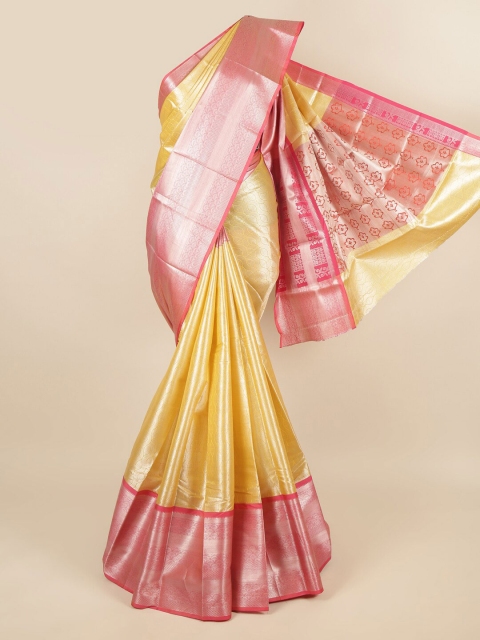 

Pothys Yellow & Pink Woven Design Zari Tissue Saree