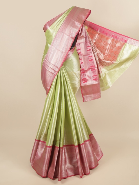 

Pothys Green & Pink Ethnic Motifs Zari Tissue Saree