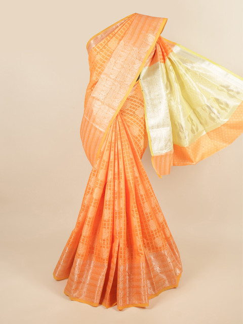 

Pothys Orange Woven Design Cotton Blend Saree