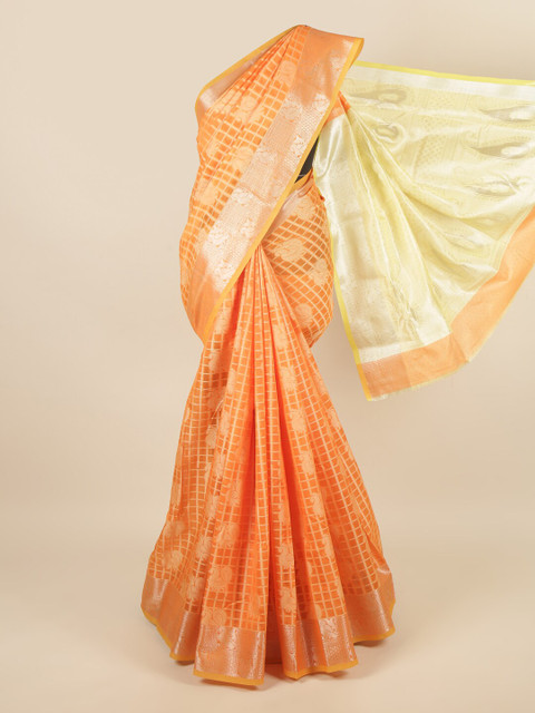 

Pothys Orange & Green Woven Design Zari Saree