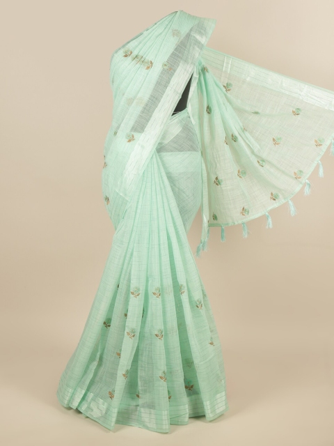 

Pothys Green & Brown Floral Embroidered Saree
