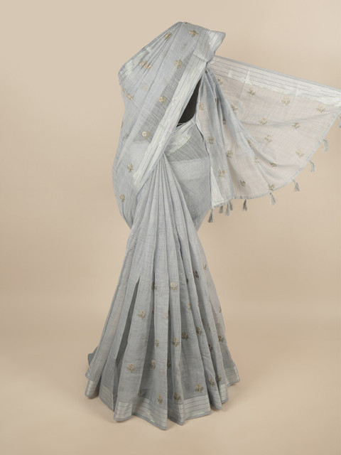 

Pothys Grey & Brown Floral Embroidered Saree