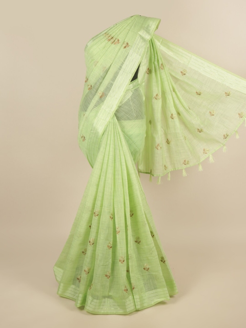 

Pothys Green Floral Embroidered Cotton Blend Saree