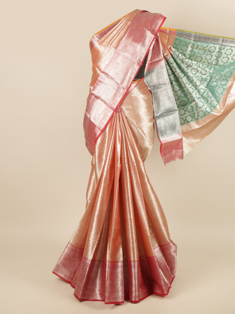 

Pothys Peach-Coloured Woven Design Tissue Saree