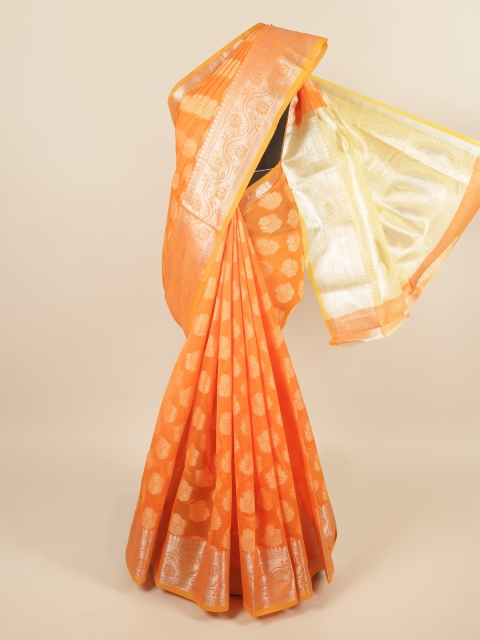 

Pothys Orange Floral Zari Saree