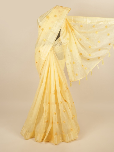 

Pothys Yellow & Gold-Coloured Ethnic Motifs Embroidered Saree