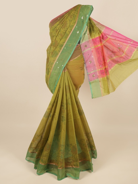 

Pothys Green Woven Design Cotton Blend Saree