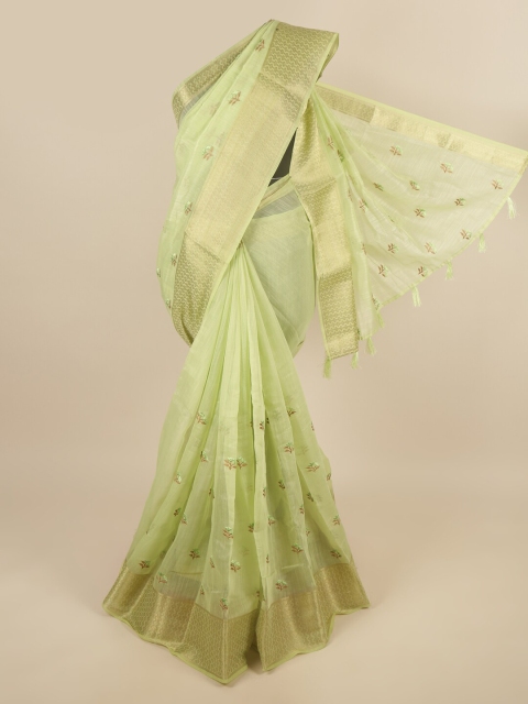 

Pothys Green Floral Zari Saree