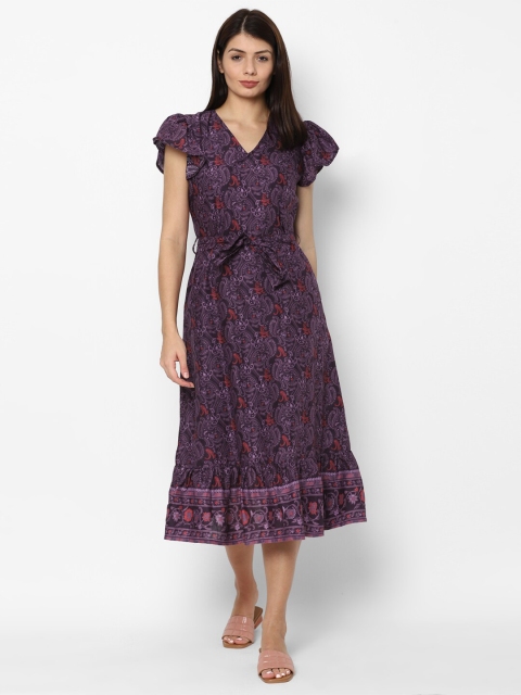 

Allen Solly Woman Purple Floral Pure Cotton Midi Dress
