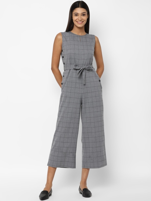 

Allen Solly Woman Grey Checked Culotte Jumpsuit With Belt