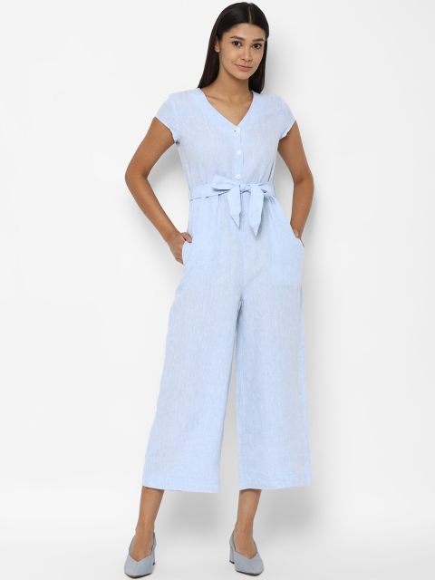 

Allen Solly Woman Blue Linen Culotte Jumpsuit
