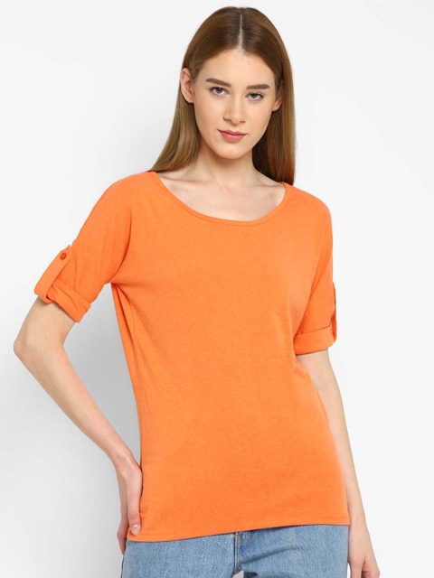 

American Crew Orange Roll-Up Sleeves Top