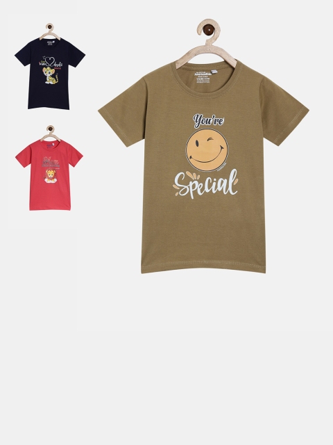 

American Kids Unisex Kids Pack of 3 Printed T-shirt, Navy blue