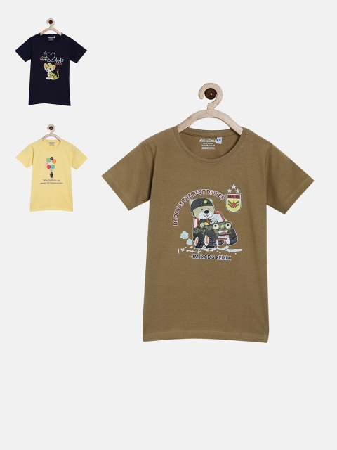 American Kids Pack of 3 Typography Printed T-shirt, Navy blue