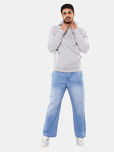 

BLUEAGE Men Grey Hooded Sweatshirt