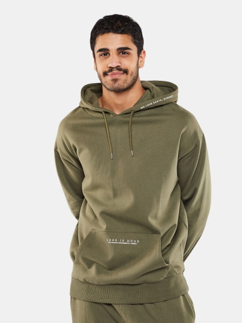 

BLUEAGE Men Olive Green Pure Cotton Sweatshirt