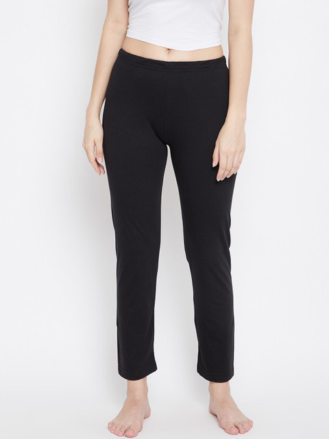 

FRENCH FLEXIOUS Women Black Solid Lounge Pants