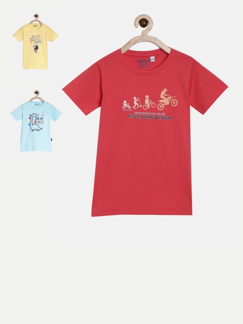 

American Kids Pack Of 3 Pink & Yellow Printed T-shirt
