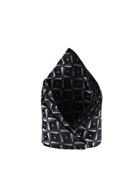 

BuckleUp Men Black & White Woven-Design Microfibre Pocket Square