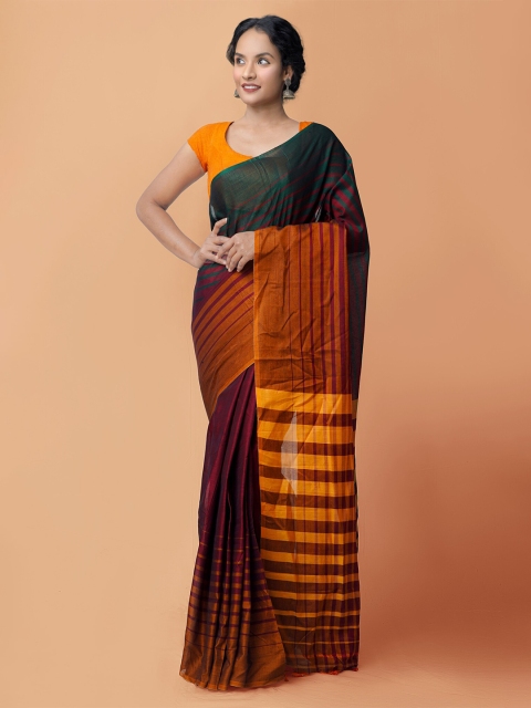 

Unnati Silks Maroon & Orange Woven Design Pure Cotton Narayan Peth Saree
