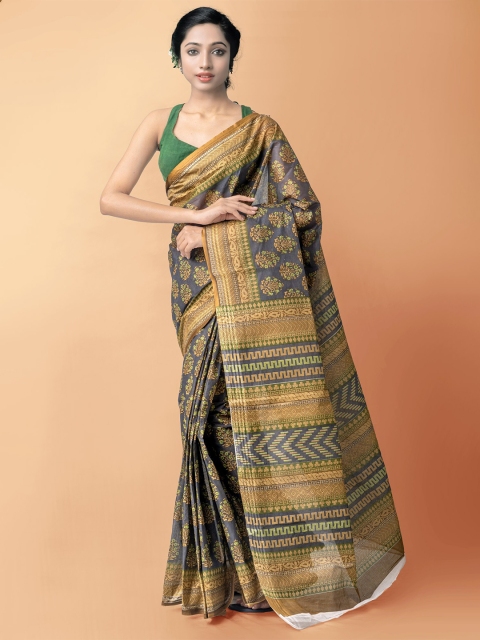 

Unnati Silks Grey & Beige Ethnic Motifs Pure Cotton Kota Saree