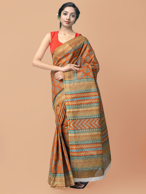 

Unnati Silks Red & Beige Ethnic Motifs Pure Cotton Kota Saree