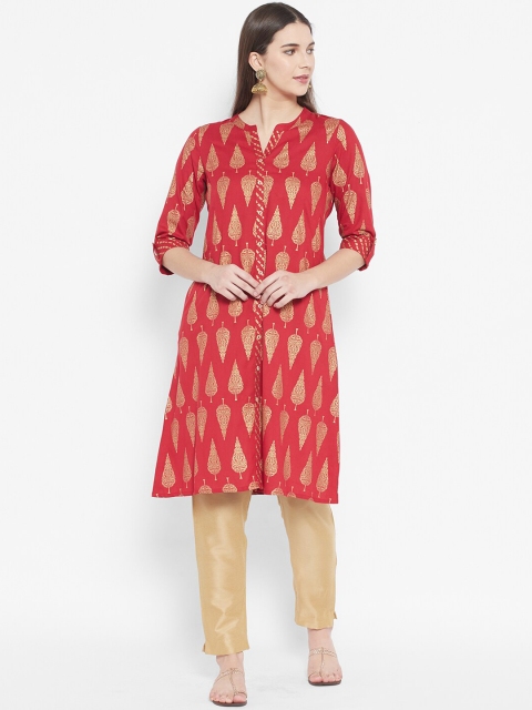 

DESI BEATS Women Red Ethnic Motifs Kurta