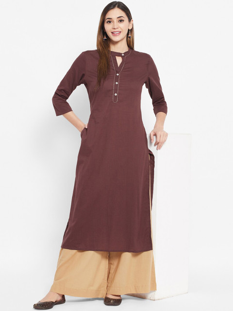 

DESI BEATS Women Brown Pure Cotton Kurta