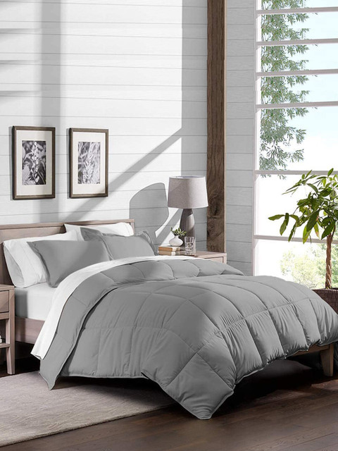 

LINENWALAS Happy Sleeping Silver-Toned Microfiber Mild Winter 300 GSM Single Bed Comforter