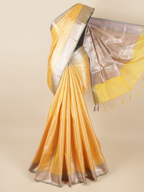 

Pothys Yellow & Grey Woven Design Tissue Saree