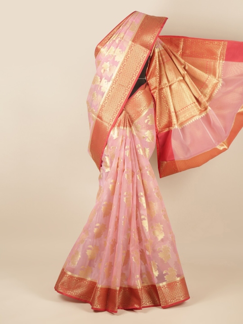 

Pothys Pink & Red Ethnic Motifs Zari Tissue Saree