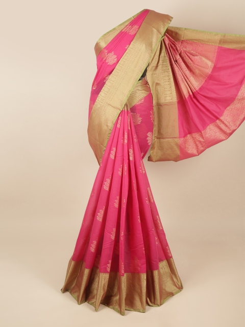 

Pothys Pink & Gold-Toned Ethnic Motifs Zari Saree