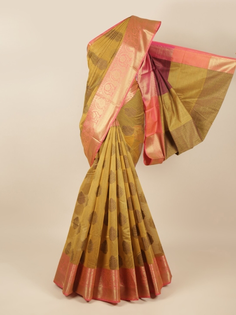 

Pothys Green & Peach-Coloured Woven Design Cotton Blend Saree