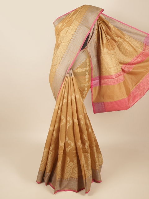 

Pothys Brown & Pink Floral Zari Saree