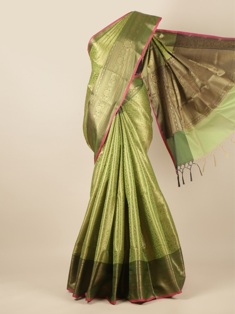 

Pothys Green & Gold-Toned Floral Tissue Saree