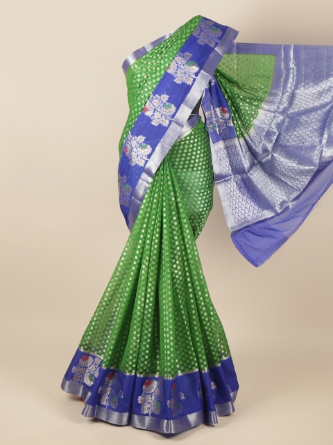 

Pothys Green & Blue Woven Design Zari Tissue Saree