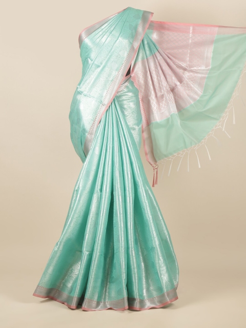 

Pothys Green & Pink Ethnic Motifs Zari Tissue Saree