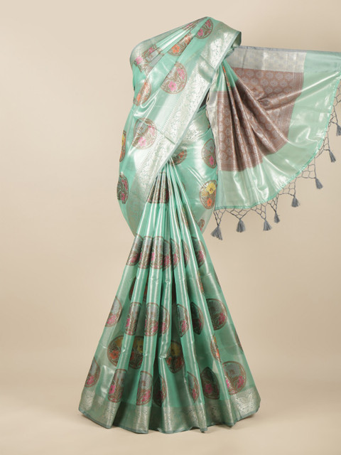 

Pothys Green & Pink Woven Design Zari Tissue Saree