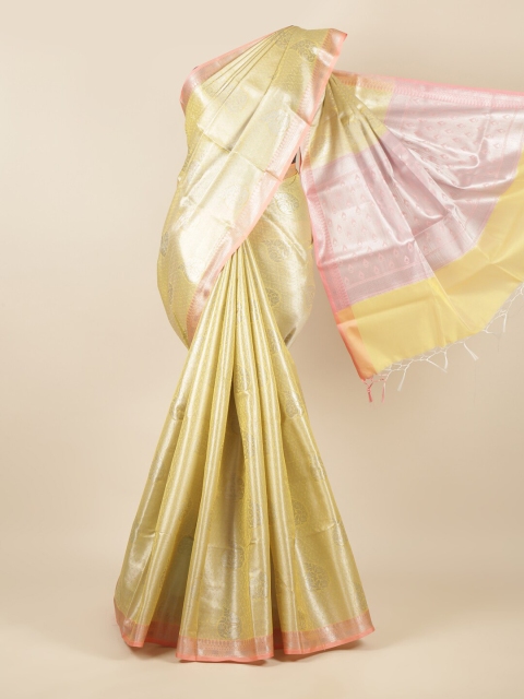 

Pothys Yellow & Pink Woven Design Zari Tissue Saree