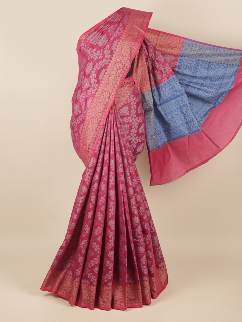 

Pothys Pink & Blue Floral Saree
